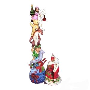 Jim Shore “Wish Big” Santa Figurine with Stacked Magic Toys in Bag 4047695 2015